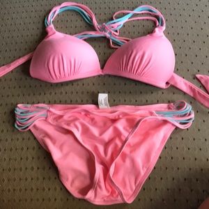 Neon pink and blue bikini
